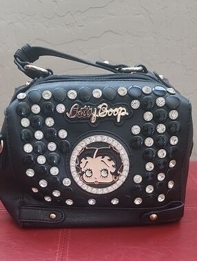 Betty Boop Black Studded Mini Bag with Crystal Logo